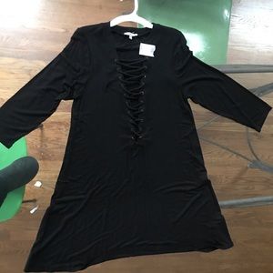 Front lace-up, black, Swing Dress